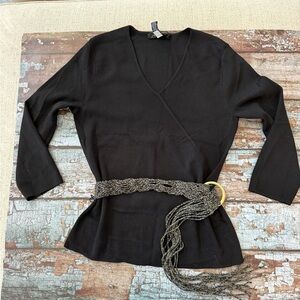 Cable & Gauge Black V-Neck Top